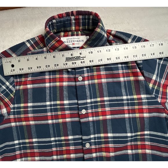 Mizzen+Main Spinnaker Collection Men Plaid Shirt Medium Trim Fit Button Down Red - Picture 6 of 8